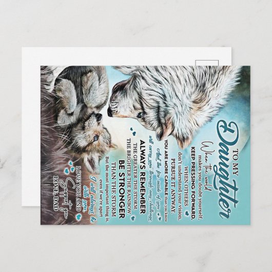 Voor mijn dochter Leeuwenfamilie-cadeau, dochter v Briefkaart (Voorkant / Achterkant)