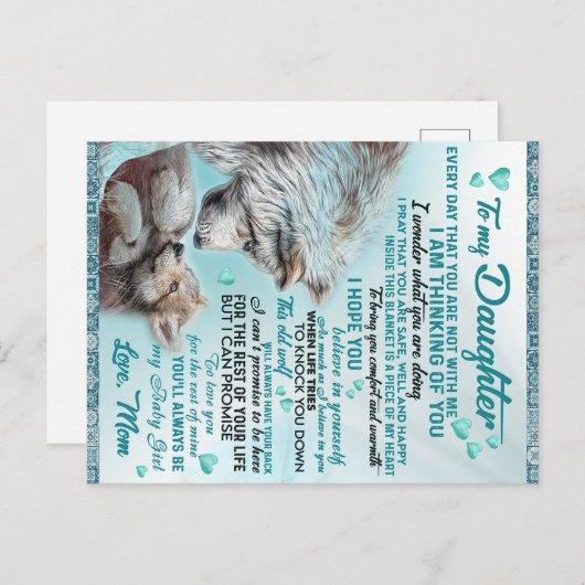 Voor mijn dochter Leeuwenfamilie-cadeau, dochter v Briefkaart (Voorkant / Achterkant)