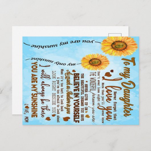 Voor mijn dochter | Speciale brief aan mijn dochte Briefkaart (Voorkant / Achterkant)