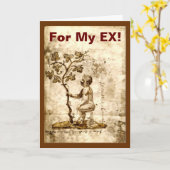 Voor mijn ex middeleeuwse Cartoon Wenskaart Kaart (Gele Bloem)