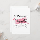 Voor mijn geweldige dochter Gelukkige Moederdag Kaart (Voorkant / Achterkant in situ)