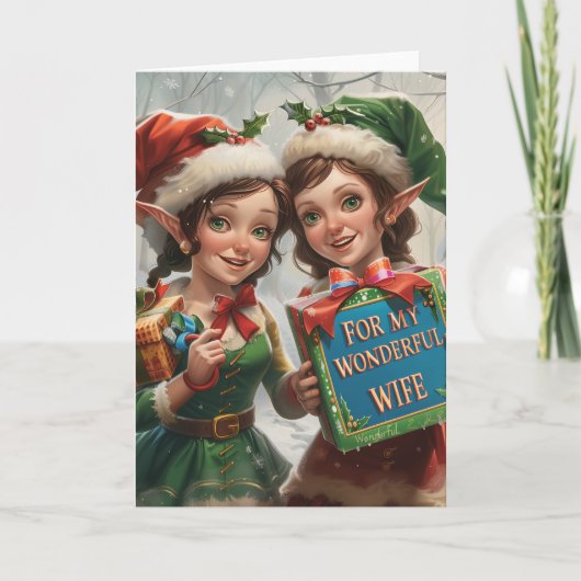 Voor mijn geweldige vrouw LGBT kerst digitale kuns Feestdagen Kaart (Voorkant)