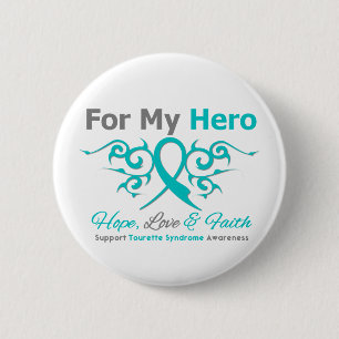 Voor mijn helm - Hope Love Faith - Tourette Syndro Ronde Button 5,7 Cm