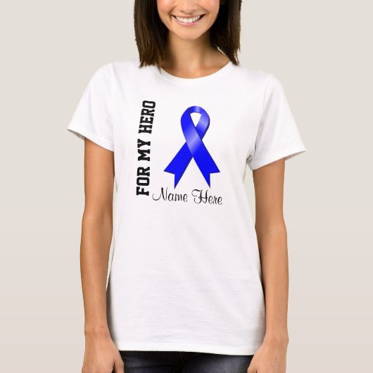 Voor mijn Hero Blue Awareness Ribbon T-shirt (Voorkant)