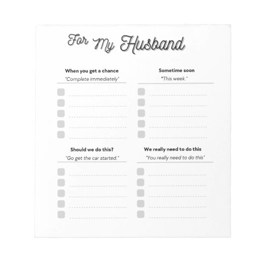 Voor mijn Husband Blocnote (Voorkant)