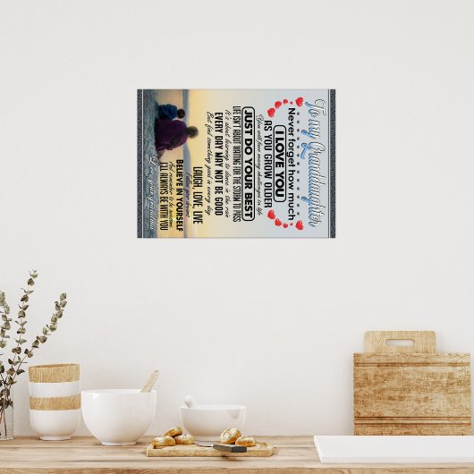 Voor mijn kleindochter, Baby Girl Birthday Gift Id Poster (Keuken)