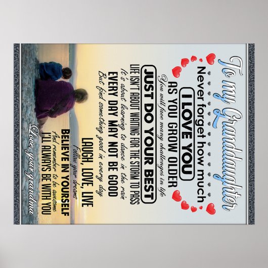 Voor mijn kleindochter, Baby Girl Birthday Gift Id Poster (Voorkant)