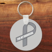 Voor mijn kleinzoon (grijs / zilveren bewustzijn) sleutelhanger (Voorkant)