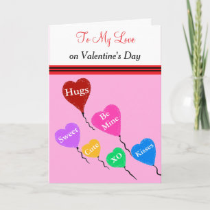 Voor mijn liefde Valentijnsdag harten rood roze Feestdagen Kaart