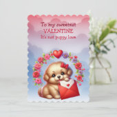 Voor mijn lieve Valentijn Puppy Liefde Feestdagenkaart (Staand voorkant)
