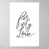 Voor mijn Love Black Modern Valentijn Art Poster (Voorkant)