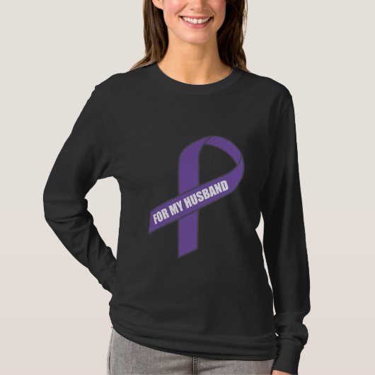 Voor mijn man (Paars lint) T-shirt (Voorkant)