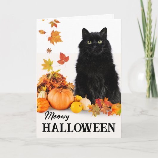 Voor mijn menselijke Meowy Halloween Black Cat Kaart (Voorkant)
