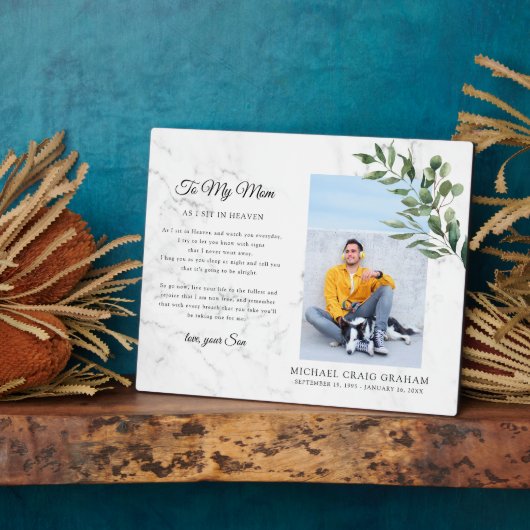 Voor mijn moeder | Aandenken met groen herdenkings Fotoplaat (Zijkant)