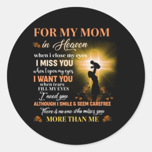 Voor mijn moeder in de hemel, Memorial Day Gift fo Ronde Sticker