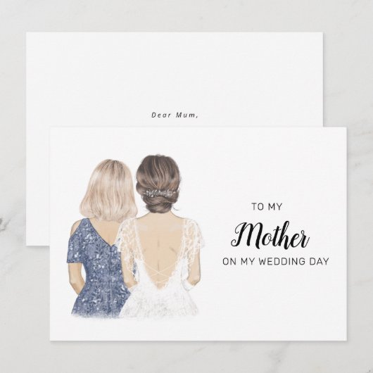 Voor mijn moeder op mijn trouwdag kaart (Voorkant / Achterkant)