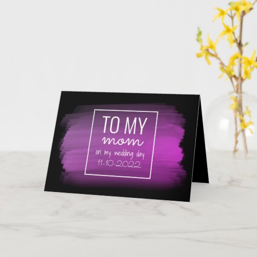 "VOOR MIJN MOM" | Roze en Zwarte Trouwkaart Kaart (Gele Bloem)