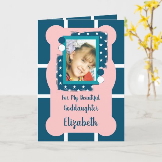 Voor mijn mooie Godfather blauw en roze foto Kaart (Gele Bloem)