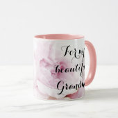 Voor mijn mooie grootmoeder  roze roze bloemen mok (Voorkant rechts)