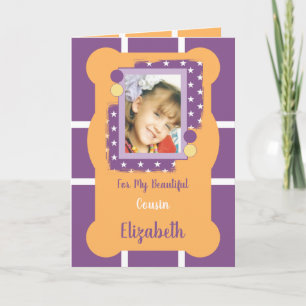 Voor mijn mooie neef paarse en oranje foto kaart