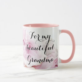 Voor mijn mooie oma mooie roze roos bloemig mok