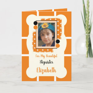 Voor mijn mooie Stepsister sinaasappel en zwarte f Kaart