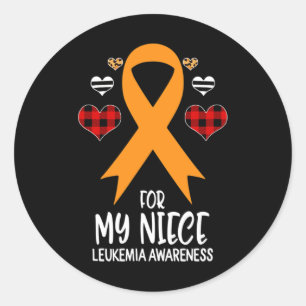 Voor mijn nichtje Leukemie Awareness Ribbon Leopar Ronde Sticker