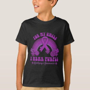 Voor mijn oom Draag ik Paarse Epilepsy Rain T-shirt