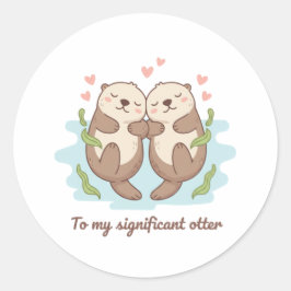 Voor mijn significante otter schattig stel hand in ronde sticker