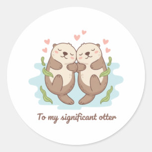 Voor mijn significante otter schattig stel hand in ronde sticker