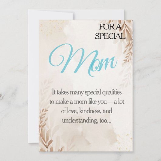 “Voor mijn speciale moeder – bedankkaartje Kaart (Voorkant)