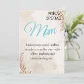 “Voor mijn speciale moeder – nadenkende waardering Kaart (Staand voorkant)