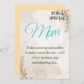 “Voor mijn speciale moeder – nadenkende waardering Kaart (Voorkant / Achterkant)