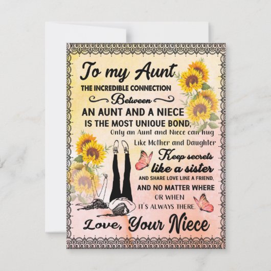 Voor mijn tante cadeau, zonnebloem cadeau van nich kaart (Voorkant)