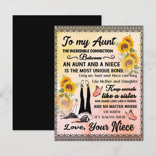 Voor mijn tante cadeau, zonnebloem cadeau van nich kaart (Voorkant / Achterkant)