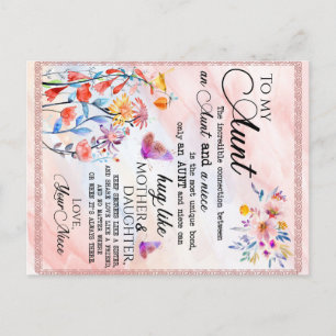 Voor mijn tante Gift, vlindervloed van nicht Aankondigingskaart