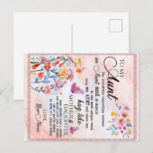 Voor mijn tante Gift, vlindervloed van nicht Aankondigingskaart (Voorkant / Achterkant)