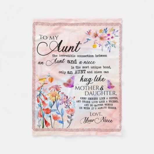 Voor mijn tante Gift, vlindervloed van nicht Fleece Deken (Voorkant)