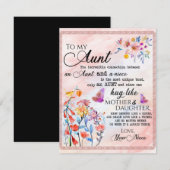 Voor mijn tante Gift, vlindervloed van nicht Kaart (Voorkant / Achterkant)