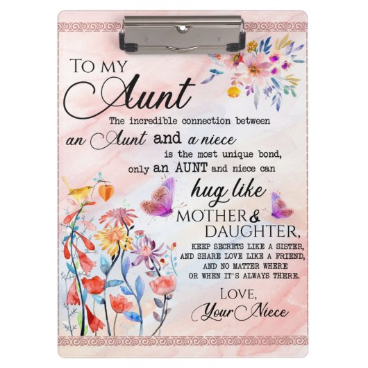 Voor mijn tante Gift, vlindervloed van nicht Klembord (Voorkant)