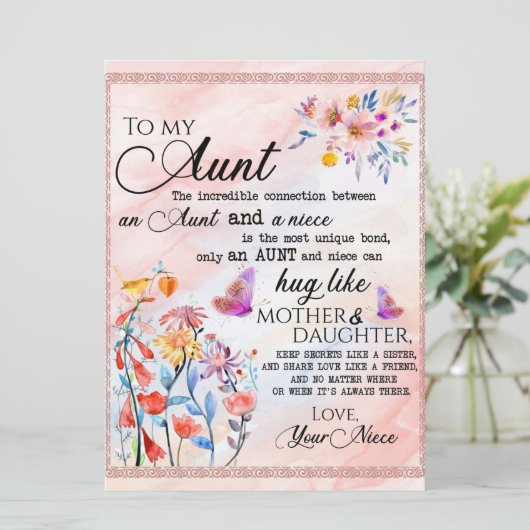 Voor mijn tante Gift, vlindervloed van nicht Menu (Staand voorkant)