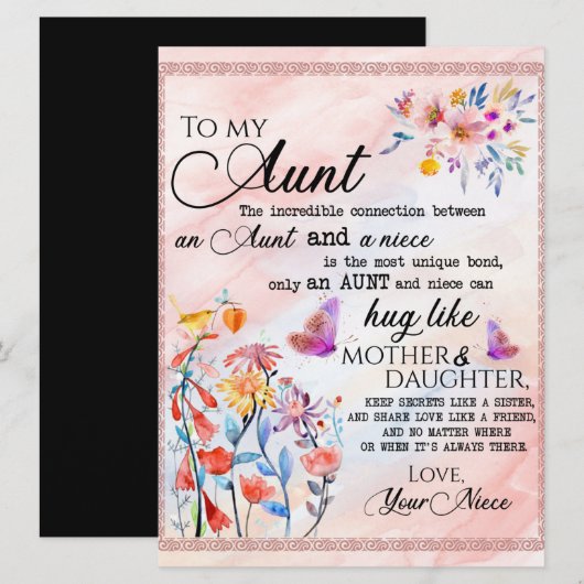 Voor mijn tante Gift, vlindervloed van nicht Menu (Voorkant / Achterkant)