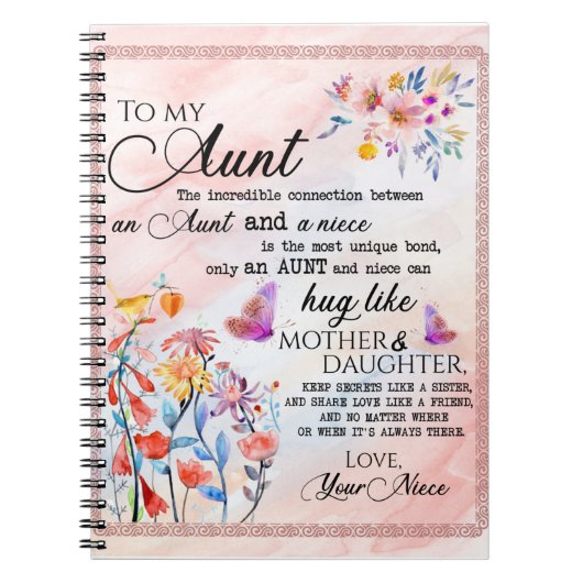 Voor mijn tante Gift, vlindervloed van nicht Notitieboek (Voorkant)