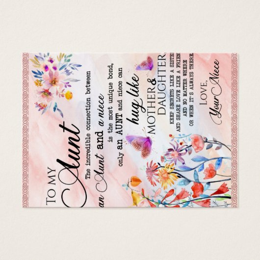 Voor mijn tante Gift, vlindervloed van nicht Visitekaartje (Voorkant)