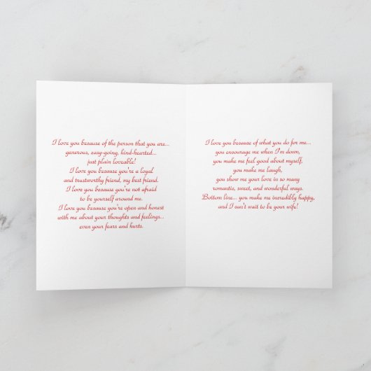 Voor mijn toekomstige man... Waarom hou ik van je? Kaart (Binnen)