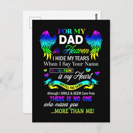 Voor mijn vader in de hemel verberg ik mijn tranen briefkaart (Voorkant / Achterkant)