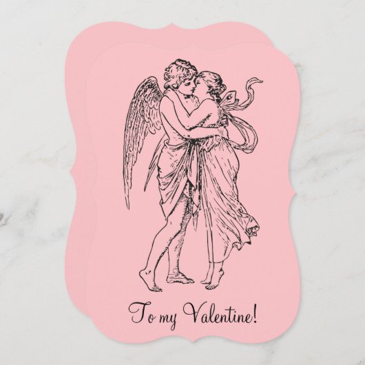  voor mijn Valentijn engel zwarte roze Feestdagenkaart (Voorkant / Achterkant)