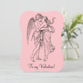  voor mijn Valentijn engel zwarte roze Feestdagenkaart (Staand voorkant)