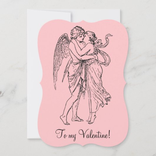  voor mijn Valentijn engel zwarte roze Feestdagenkaart (Voorkant)