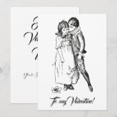  voor mijn Valentijn meisje zwart wit Feestdagenkaart (Voorkant / Achterkant)